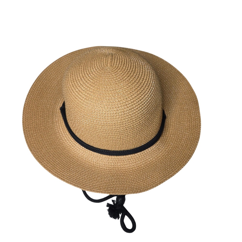 FURTALK Womens Straw Sun Hat Tan Wide Brim Adjustable‎ Chin Strap Size M